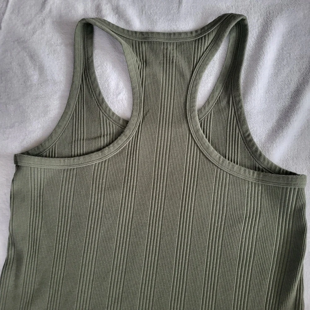 Aerie Women’s Racerback Tank Dress Olive Ribbed Knit‎ Sleeveless size Small - Picture 7 of 9